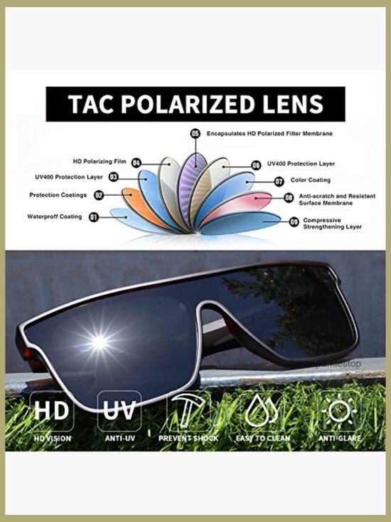 Oversized Square Polarized Shield Sunglasses UV400 Protection main image 3